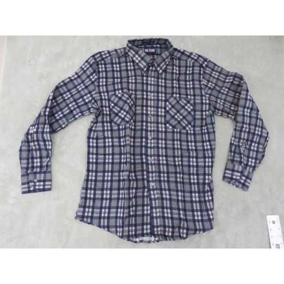 Big Yank Other - Big Yank Men's Grey Plaid Flannel Button Up Casual Long Sleeve Shirt Size L